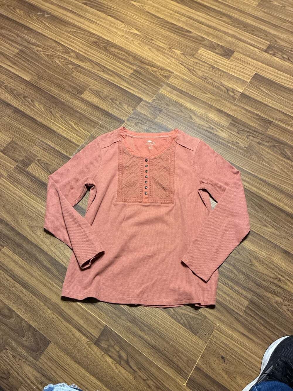 Bob Timberlake Women's Waffle Knit Henley Shirt Size L/G